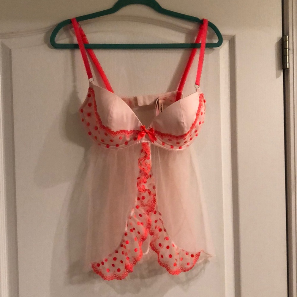 NWT VS Neon Coral and Pale Pink Babydoll